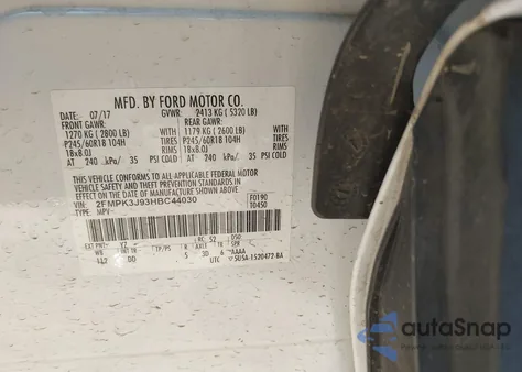 2017 Ford Edge Sel из США, поврежденный, VIN 2FMPK3J93HBC44030